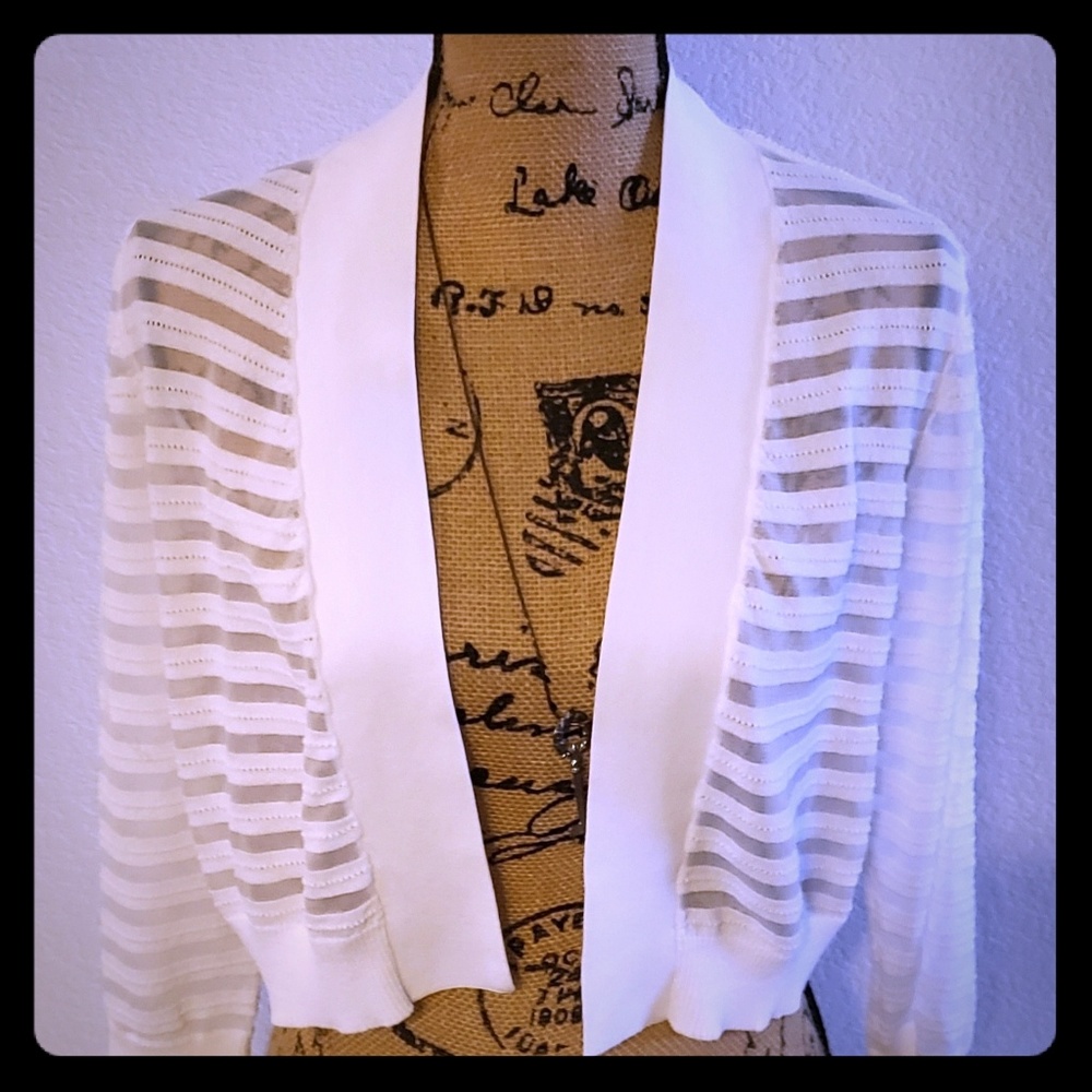Bright White/Sheer Stripes/Calvin Klein Shrug